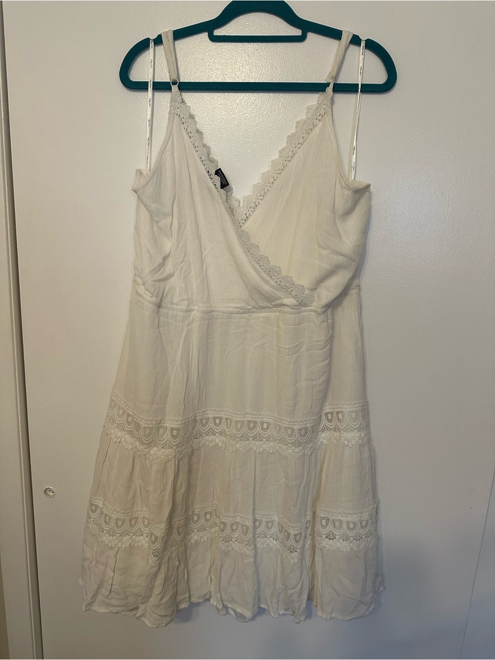 Cream Lace Trim Spaghetti Strap Sundress